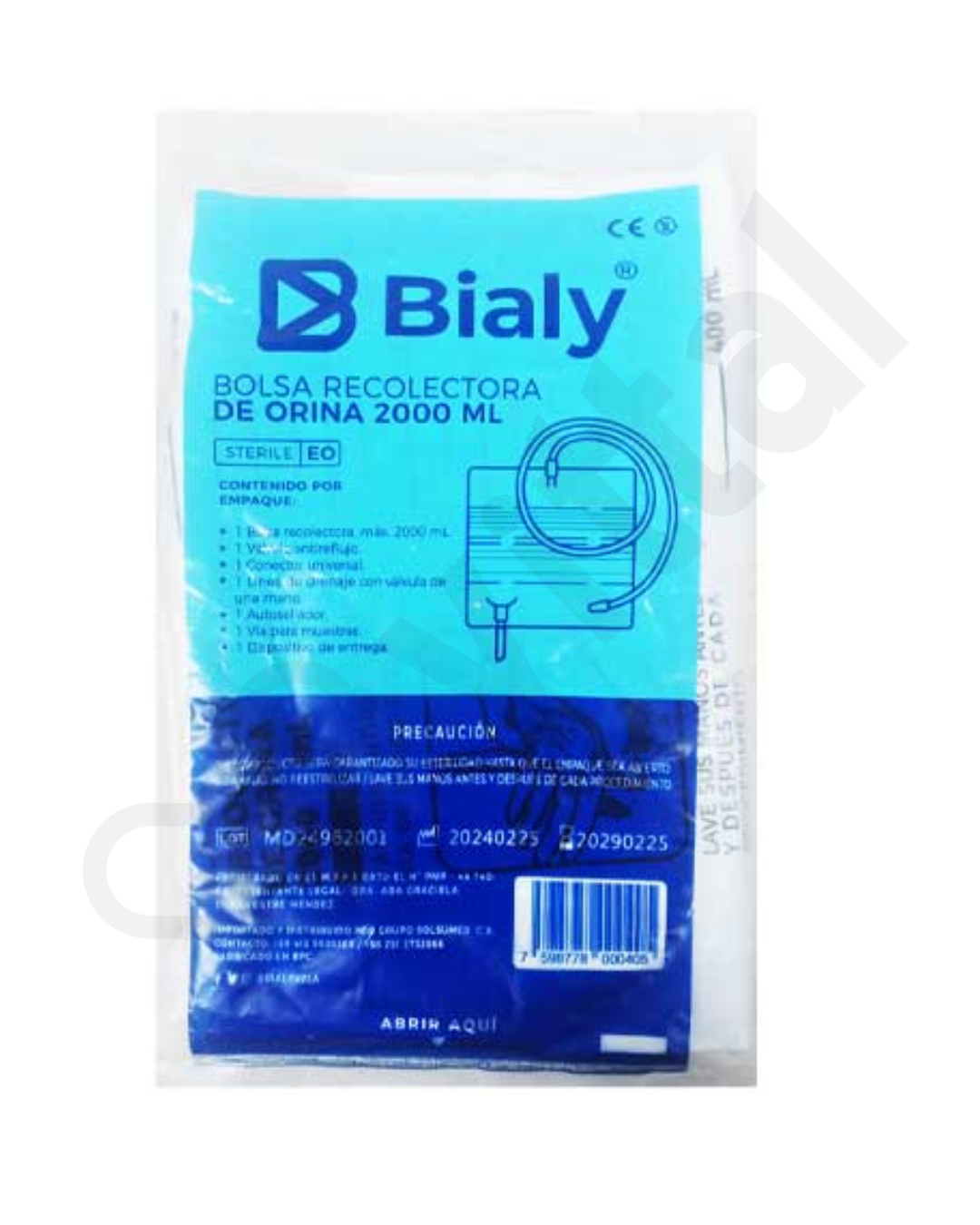 BOLSA RECOLECTORA ORINA 2000ML CON VALVULA BIALY POR UNIDAD