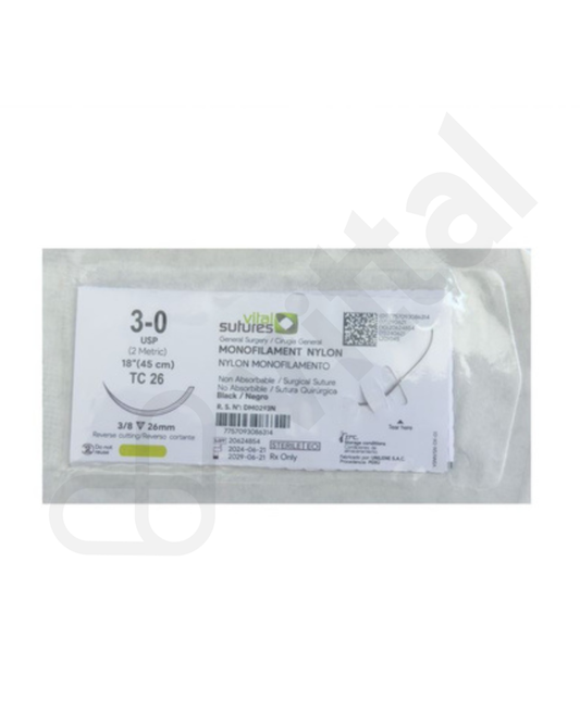 NYLON 3-0 CORTANTE NEGRO - VITAL SUTURES