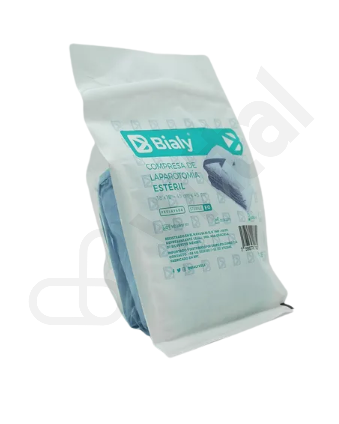 COMPRESA DE LAPARATOMIA ESTERIL 18" X 18" PAQ 5 UNDS BIALY