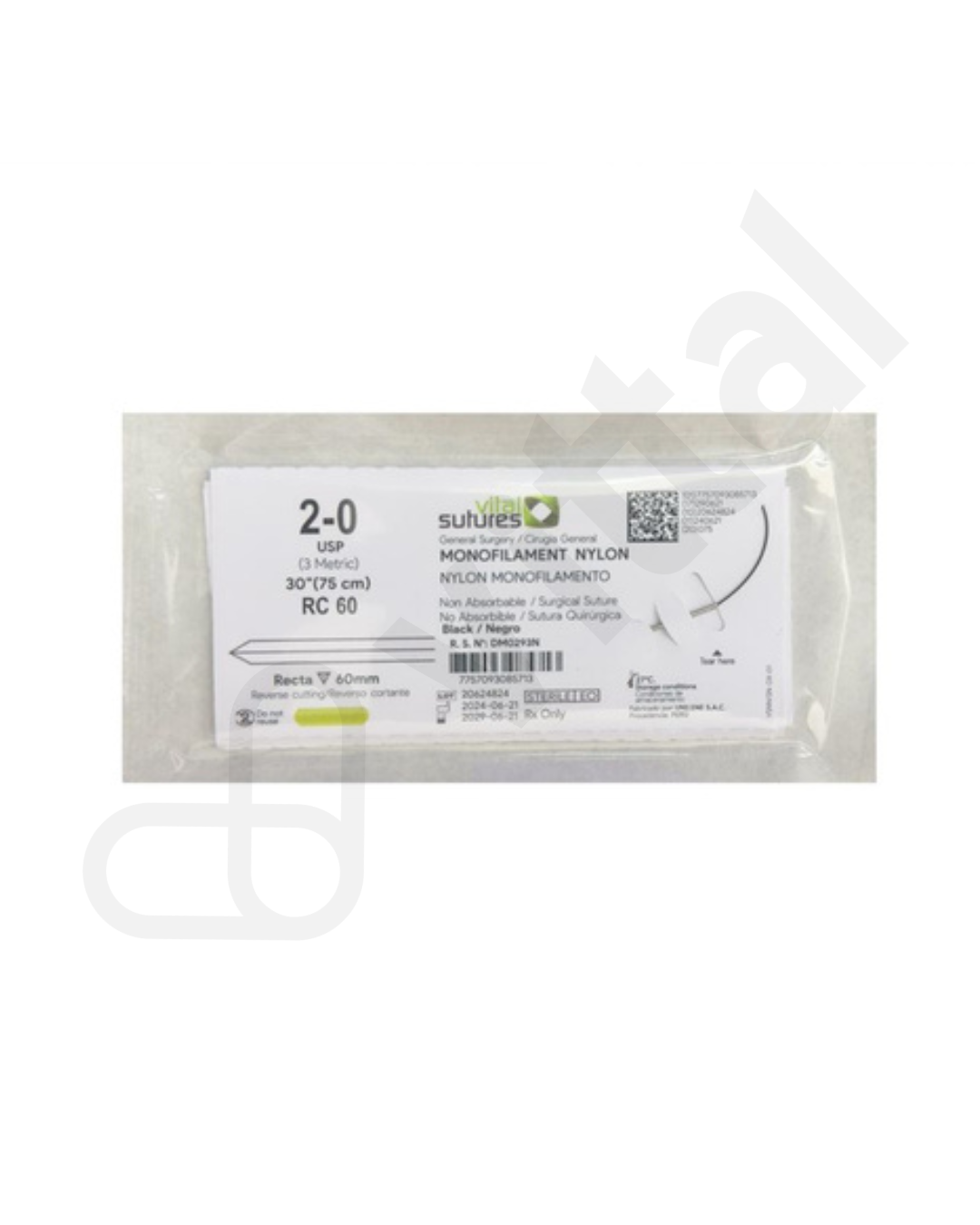 NYLON 2-0 CORTANTE RECTA - VITAL SUTURES