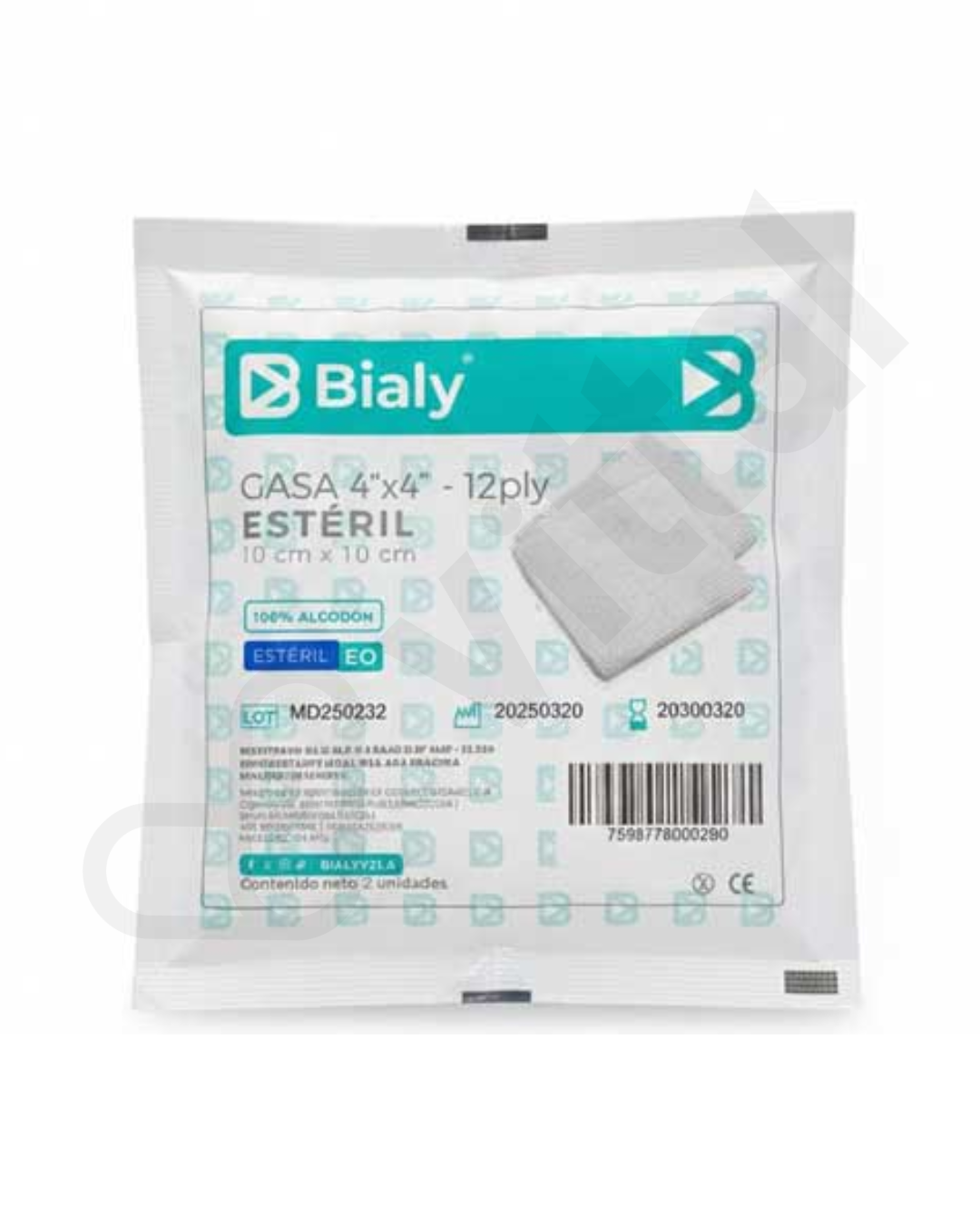 GASA ESTERIL BIALY 10X10CM X SOBRE 2 UNDS C/U